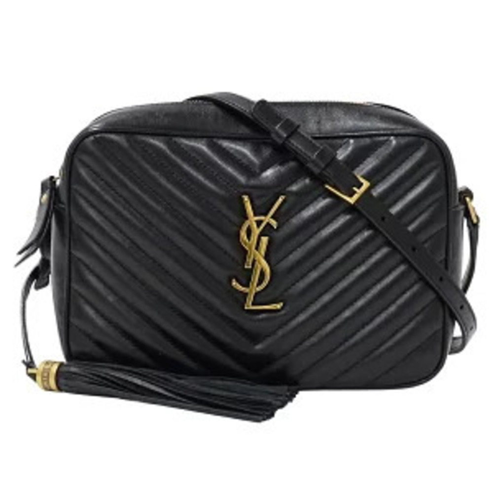 Saint Laurent Bag Shoulder Lou Camera Leather Black Tassel Fringe Quilted